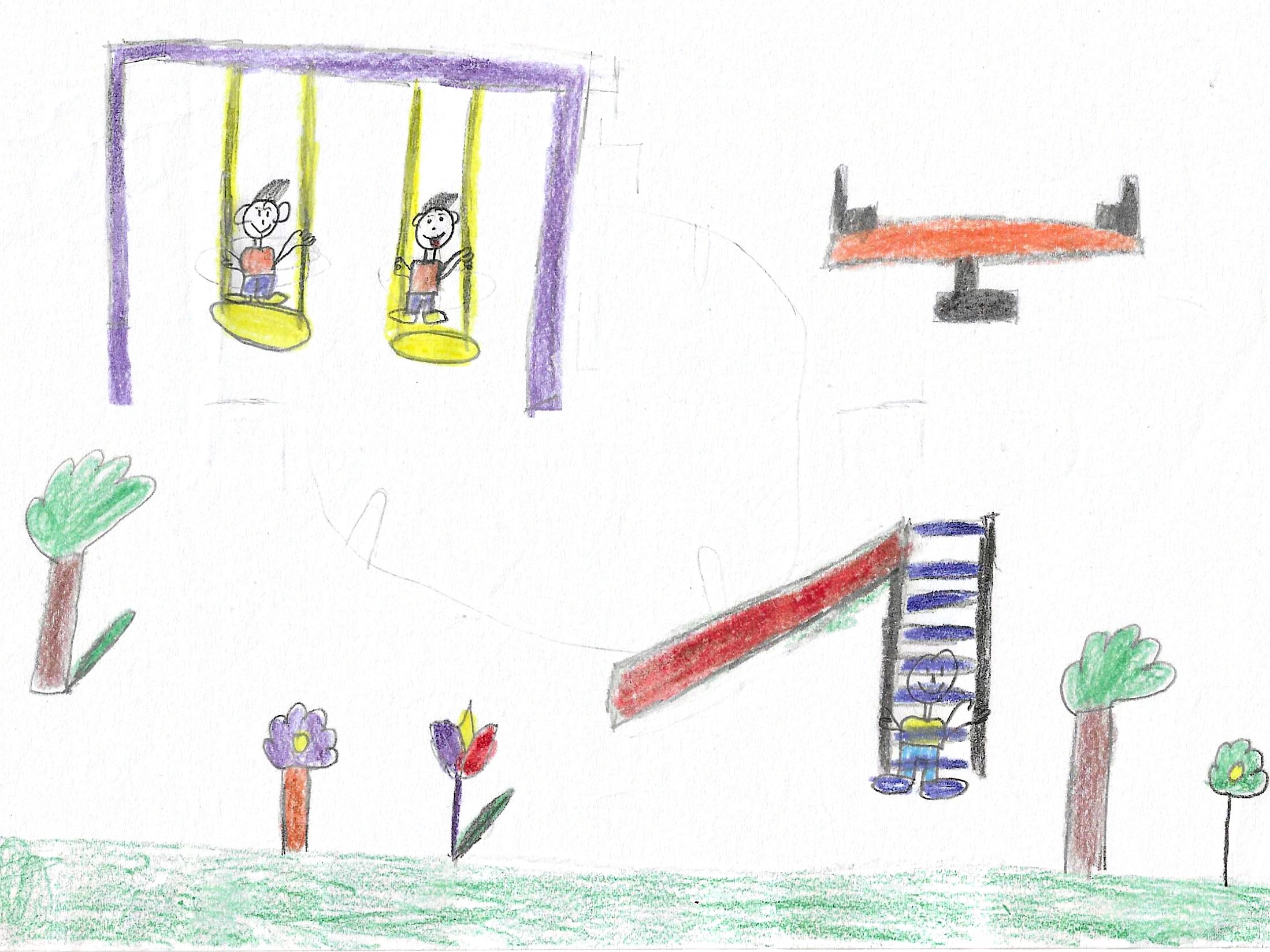 ein Kind hat einen Spielplatz gemalt